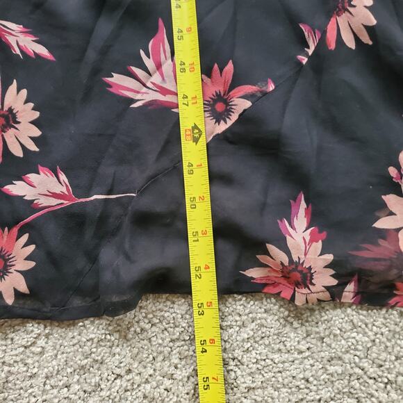 90s Fairy Grunge Whimsigoth Dress 14 Black Floral Grunge Romantic Maxi Silk - Picture 6 of 11